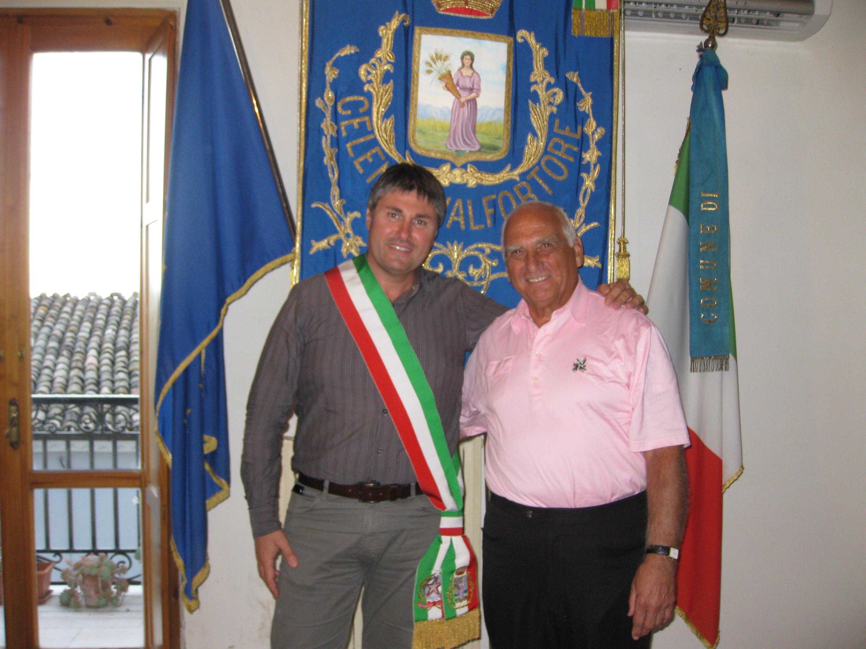 Richard Serluco with Mayor of Celenza